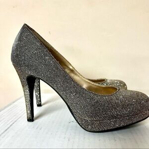 FIONI Night High Heeled Shoes Gold metallic platform Dress womens size 5.5